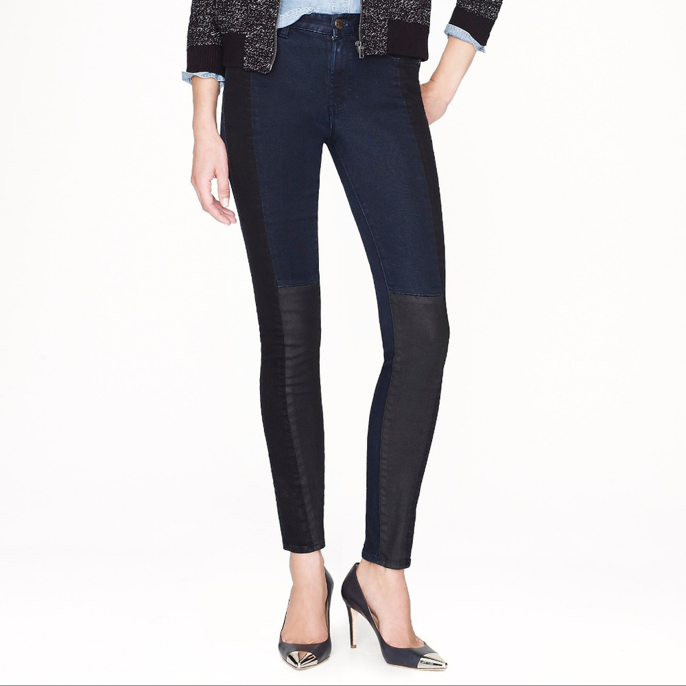 J. Crew Midrise Toothpick Jean in Blocked Indigo 29
